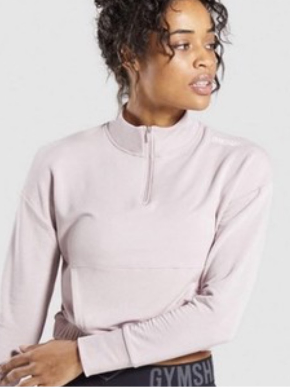 Gymshark Light Pink Half-Zip Cropped Pullover
